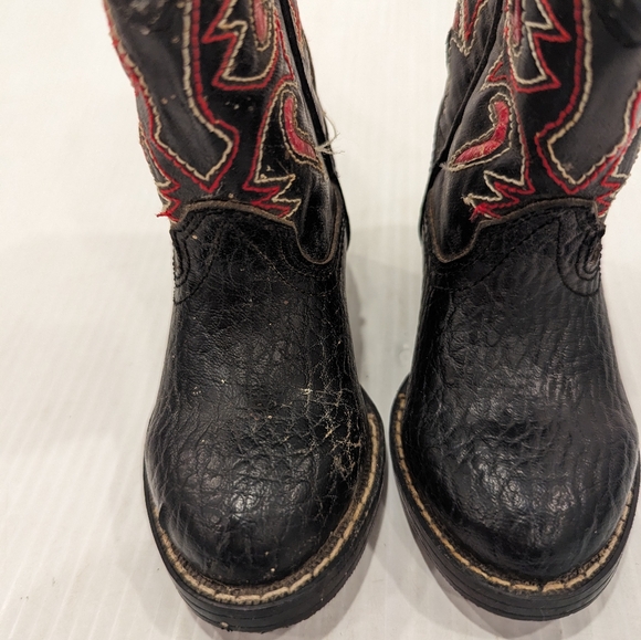 Black and red embroidered Toddler boy Cowboy boots size 5 - Picture 3 of 11
